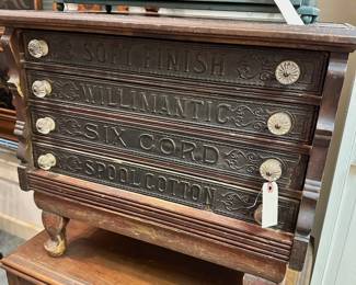 Willimantic Thread cabinet, store display