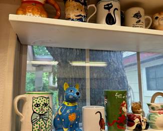 Cat mugs and figurines