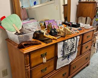 Wooden dresser and mirror