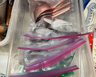 Measuring cups and kitchen utensils