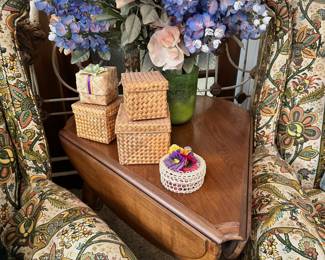 Wooden triangle drop leaf side table