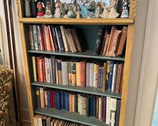 Wooden bookshelf, books