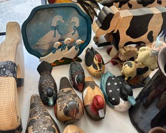 Chicken and bird figurines and decor