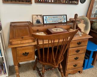 Vintage wooden desk and chair