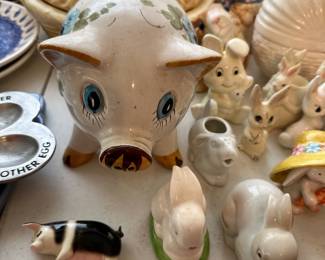 Pig and bunny figurines and decor
