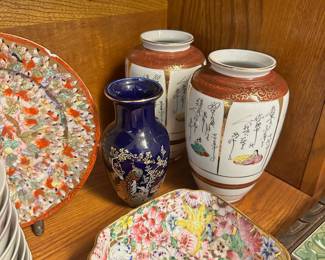 Asian style ginger jars, vases and dishes