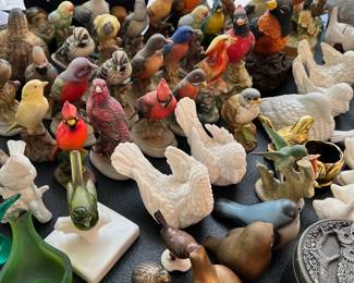 Chicken and bird figurines and decor