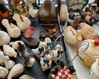 Chicken and bird figurines and decor
