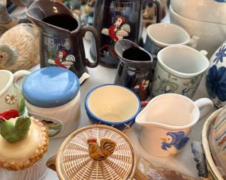 Chicken and bird figurines and decor