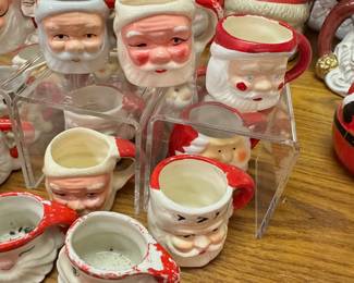 Santa mugs (some vintage, several Holt Howard, many made in Japan)