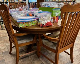Wooden dining table, 4 chairs