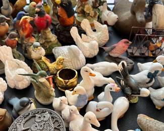 Chicken and bird figurines and decor