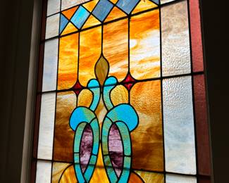 Pair of antique stained glass windows 1/2