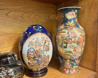 Asian style ginger jars, vases and dishes