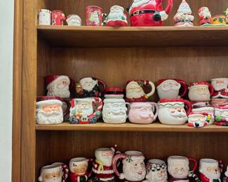 Santa mugs (some vintage, several Holt Howard, many made in Japan)