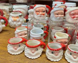 Santa mugs (some vintage, several Holt Howard, many made in Japan)