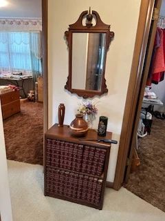Bookd and Antique Mirror