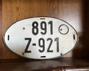 German Poecelain Car Tag