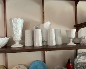 Milk glass Grape Pattern