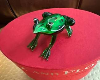 F&F Glass Green Frog Original Box