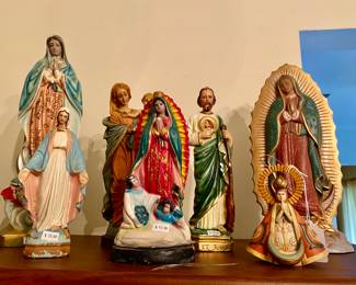 Vintage religious statues, hand painted