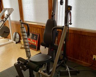 Lat pull down machine, multi purpose, bench press, rowing bar, leg curl   $495.