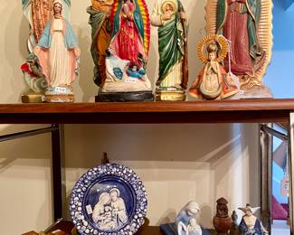 Vintage religious statues, hand painted