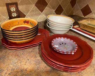 lots of colorful kitchenware 