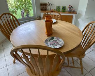  4 chairs  all wood $ wood table 