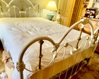 White Queen Iron Bed. Like new White Duvet 