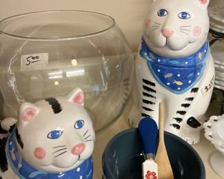 Cookie Jar and and Car Pitcher and Fish Bowl