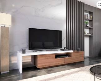 Modani Kaluga TV Stand. Optional Extendable Surface Color: Walnut & White. $685 OBO (appx D20xH16-18; Surface extends from 79" to 158") 