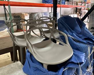 Kartell Masters Armchair . $105 OBO. Qty =1 . Stackable. Appx W18".5xH33.1xSeat 18.1 . Color Grey . NOTE: Noticeable abrasion on arms . Text or email me and i will share photo of abrasion area.