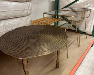 CB2 Brass Metal Bamboo Bunching Side Table.  $187 OBO (appx W27xH20xD25)