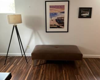 CUSTOM LEATHER TAYLOR KING UPHOLSTERED COFFEE TABLE/BENCH
