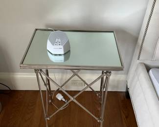 PAIR OF MIRROR AND METAL NIGHTSTANDS