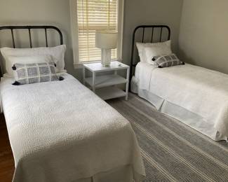 CRATE & BARREL "SCHOLAR" TWIN BLACK METAL BEDS