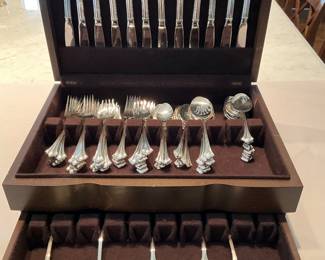 STERLING FLATWARE SET BY REED AND BARTON, ENGLISH CHIPPENDALE