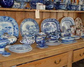 Vast blue and white collection of transferware