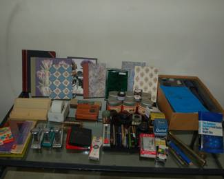Office items - journals, pens, staplers, ink