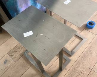 Pair of brush, steel end tables