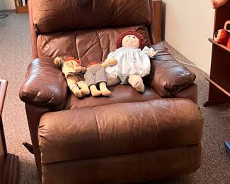 Leather Recliner and a Few Vintage Toys