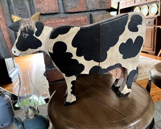 Wooden Cow Statue 