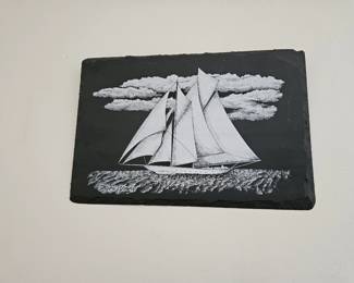 Sailboat art on slate 