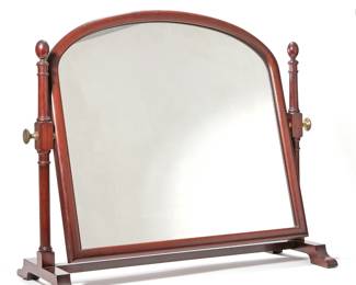 A.H. DAVENPORT (CAMBRIDGE, MA) DRESSING MIRROR | Swivel mirror with brass hardware on a solid wood frame
h. 24 x 26.75 x 11.75 in.