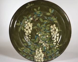 ROZENBURG DEN HAAG CHARGER | C. 1895
With green glaze, signed on the bottom and numbered 328 - dia. 15.25 in.