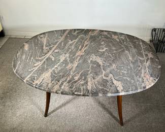 NIELS KOEFOED DINING TABLE | Original 1960's frame with a later added variegated marble top - l. 61.5 x w. 48 x h. 28 in.
