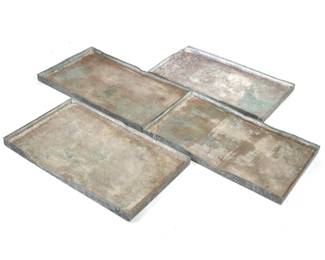 (4pc) VINTAGE LEAD GARDEN PLANTING TRAYS | Early 20th century, greenhouse garden trays

