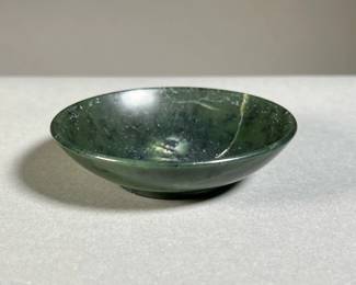 CHINESE SPINACH JADE BOWL | Chinese spinach jade low-form bowl or cup
h. 1 x dia. 3.5 in.
