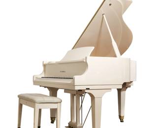 D. H. BALDWIN C152 WHITE BABY GRAND PIANO | Sn 56596, Purchased new from Frank & Camille's 1995
l. 64 x w. 58 x h. 40 in.